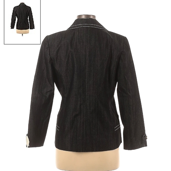 Cole Haan Black Denim Button Jacket Size 8 - Picture 2 of 11